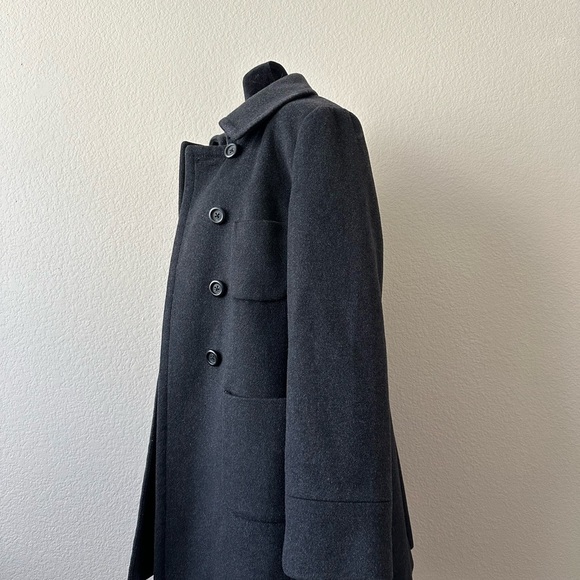 J Crew 100% Wool Double Breasted Fitted Carcoat Charcoal Warm Four Pockets Sz 8 - Picture 5 of 12